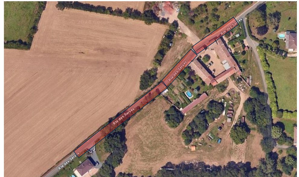 Emprise de travaux de création de génie civil sur imagerie satellite